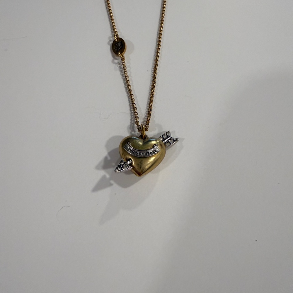 JUICY COUTURE Vintage Gold and Silver Heart Pendant Necklace